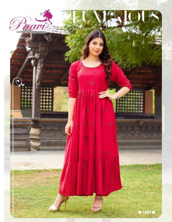 Paavi Aaradhya Rayon Exclusive Designer Long Anarkali Kurti Collection